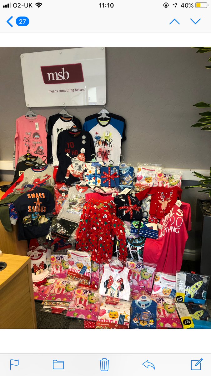 MSBSolicitors's tweet photo. Day19.... our amazing staff have collected 86 pairs of PJs which will be donated to ⁦@Pyjamapartyliv⁩ ..thank you ⁦@ronichall72⁩ for organising #MSB30years https://t.co/vYublRuKGH