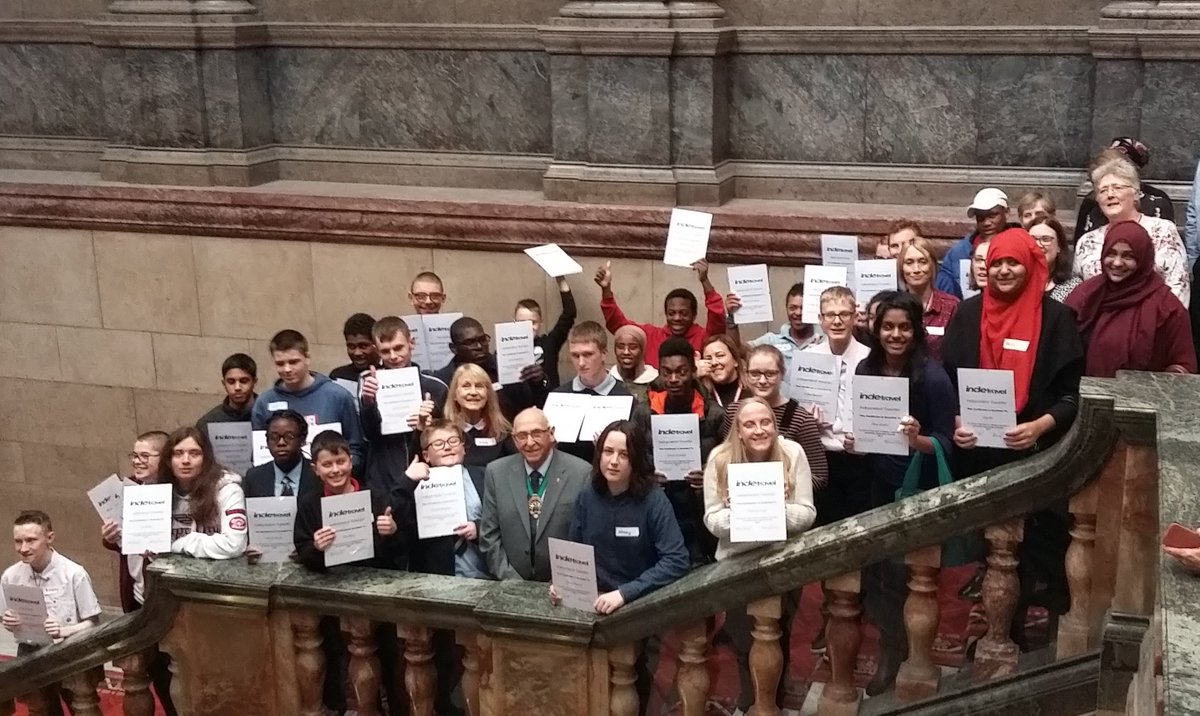 Councillor Jackie Drayton with our young people who have benefited from our travel training scheme