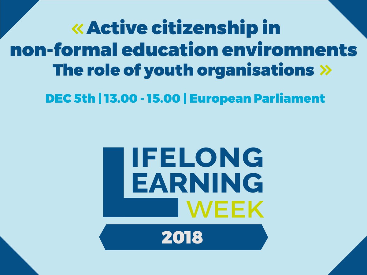 Have you already registered to the #LLLWeek18? 🤩

Come discover #LLLCulture in non-formal education and the role of youth organisations with <a href="/ScoutingEurope/">Scouting In Europe</a> and <a href="/AEGEE_Europe/">AEGEE-Europe</a> on Dec 5th! Sign up now! 🌟

Agenda 🗓️ goo.gl/Jfj65j  
Registration ✍️ goo.gl/TXfZcp