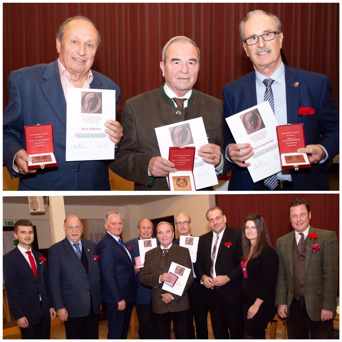MarkusArtmann's tweet photo. Gratulation an Herbert, Erich und Kurt zur Viktor-Adler-Medaille, der höchsten Auszeichnung der Sozialdemokratie. Eine sehr emotionale Verleihung! #spö #spötrumau #viktoradler #mehralsverdient #ausgezeichnet #geehrt https://t.co/vAeqfrWQer