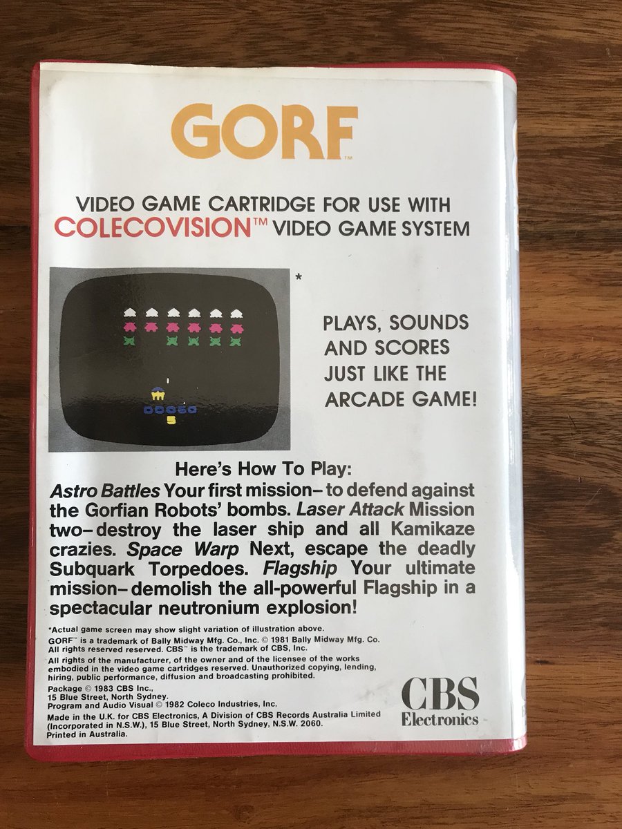 WeirdAndRetro's tweet photo. 1st up on #RetroHuntMonday is the classic GORF « CIB at $9.99 AUD with 20% off 😃 I snapped it up quick ‘smart’ to add to my Aussie release 2600 games! … Then got home &amp; realised its for Colevovision! 😆 Now I wish I had that elusive ‘ColecoJaguar’ to play it on! 🤣 https://t.co/OB4AGvK4ur