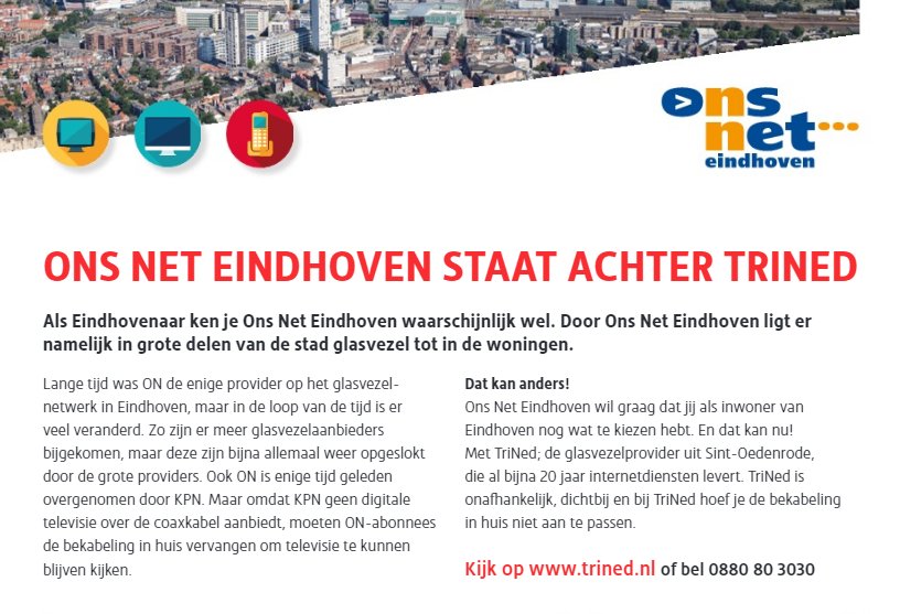 onsnetehv's tweet photo. TriNed is een lokale provider uit Sint-Oedenrode met focus op service en gewoon goede dienstverlening. Zo behoudt je bij TriNed gewoon je coax aansluiting voor tv en krijg je razendsnel internet vanaf 500Mb/s! https://t.co/i3HCjCGbdd 

@TriNedGlasvezel #Eindhoven #glasvezel https://t.co/jRZ921Jrxp