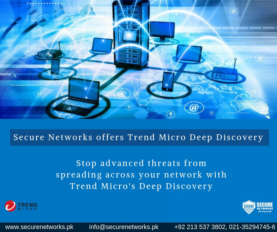SecureNetworksp's tweet photo. Secure Networks offer @TrendMicro's Deep Discovery to protect your network from increasingly sophisticated network threats.
#Secure
#DeepDiscovery
#AdvancedThreatProtection
#NetworkSecurity
#TrendMicro
#BeSecured
https://t.co/bhA2Sn7C9K
+92 213 537 3802
info@securenetworks.pk https://t.co/HeR0N1Kl26