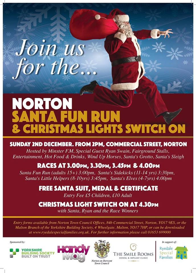 Norton Santa Fun Run and Christmas Light Switch On Sunday 2nd December 2018 all the fun in Commercial Street from 2pm onwards bit.ly/2QVBBe8