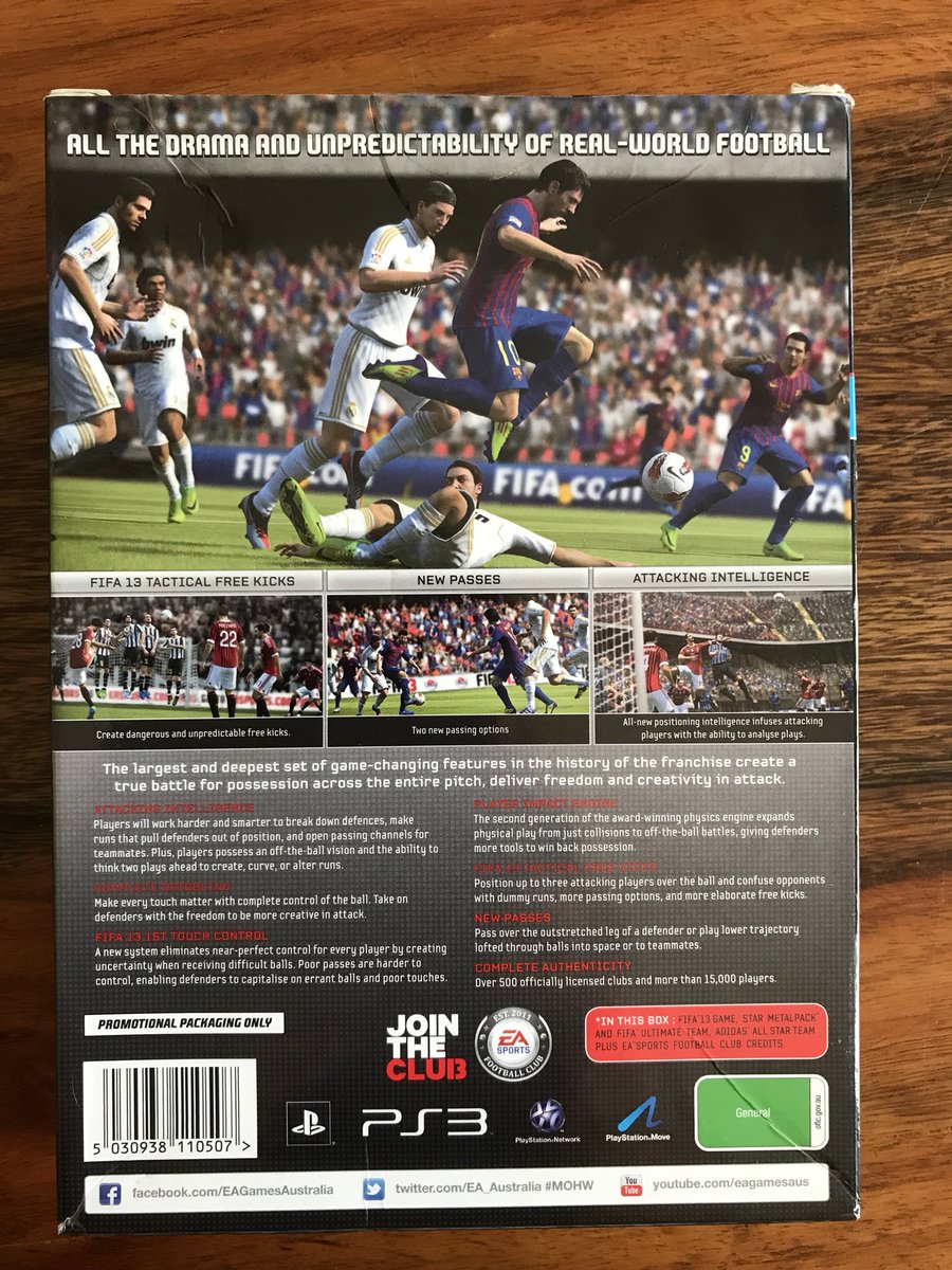 WeirdAndRetro's tweet photo. Coming into 4th place this #RetroHuntMonday is the Ultimate Edition of FIFA 13. Got this from an Opp Shop for one dollar! 🤩 The outer cardboard case is in good condition &amp; the steelbook game case looks SUPERB! No disc but I already have it. All in all I’d say: ‘Nice Score!’ 😉😆 https://t.co/TLXkgVPpE1