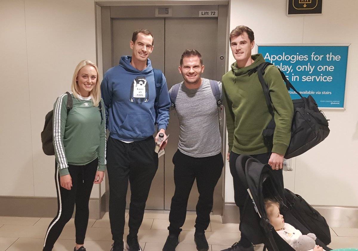 Steve_U_25's tweet photo. Good start to the honeymoon. Meeting @andy_murray and @jamie_murray at the airport en route to the Maldives. ✈️🎾 https://t.co/3yceCVARKD