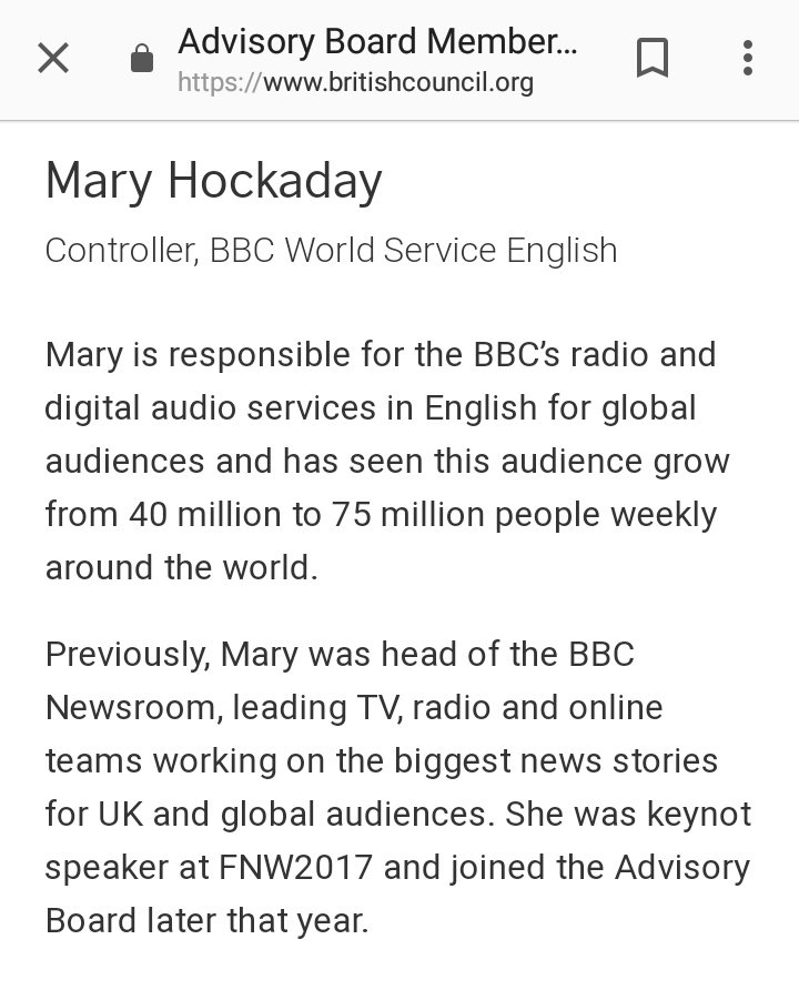 #17 Ritu Kapur is on boards of World Editor Forum & Oxford's Journalism institute, part of Future News worldwide an initiative by British Council. Mary,former head of BBC, accompanies her on FN. @UnSubtleDesi  @ShefVaidya does this explain why BBC's sudden interest in fake news?