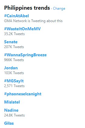 TOP SPOT in PH Trends!
Congrats Cain at Abel Cast and Crew! #CainAtAbel