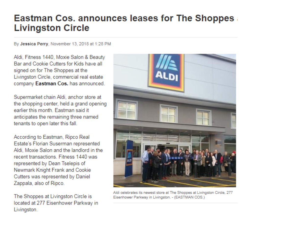 PuniaCompanyCRE's tweet photo. Incase you missed it! Here’s what’s going on at the Livingston Circle @aldiusa @1440_livingston @moxiesalonandbeautybar and #cookiecutters 
*
*
#realestate #space #commercial #newjersey #newyork #njcommercialrealestate #nyrealestate #recruiting #commercialrealestate #njcre #njbiz https://t.co/RiWxYhGWTY