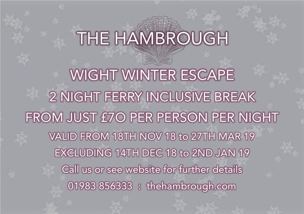 Follow in the footsteps of <a href="/greytravels/">thegreytraveller</a> and book one of our Wight Winter Escapes - 2 nights to include <a href="/RedFunnel/">John Williams</a> ferry and delicious homemade cream tea from just £70 per person per night  thehambrough.com/offers-package… #pureislandhappiness #iow #loveventnor