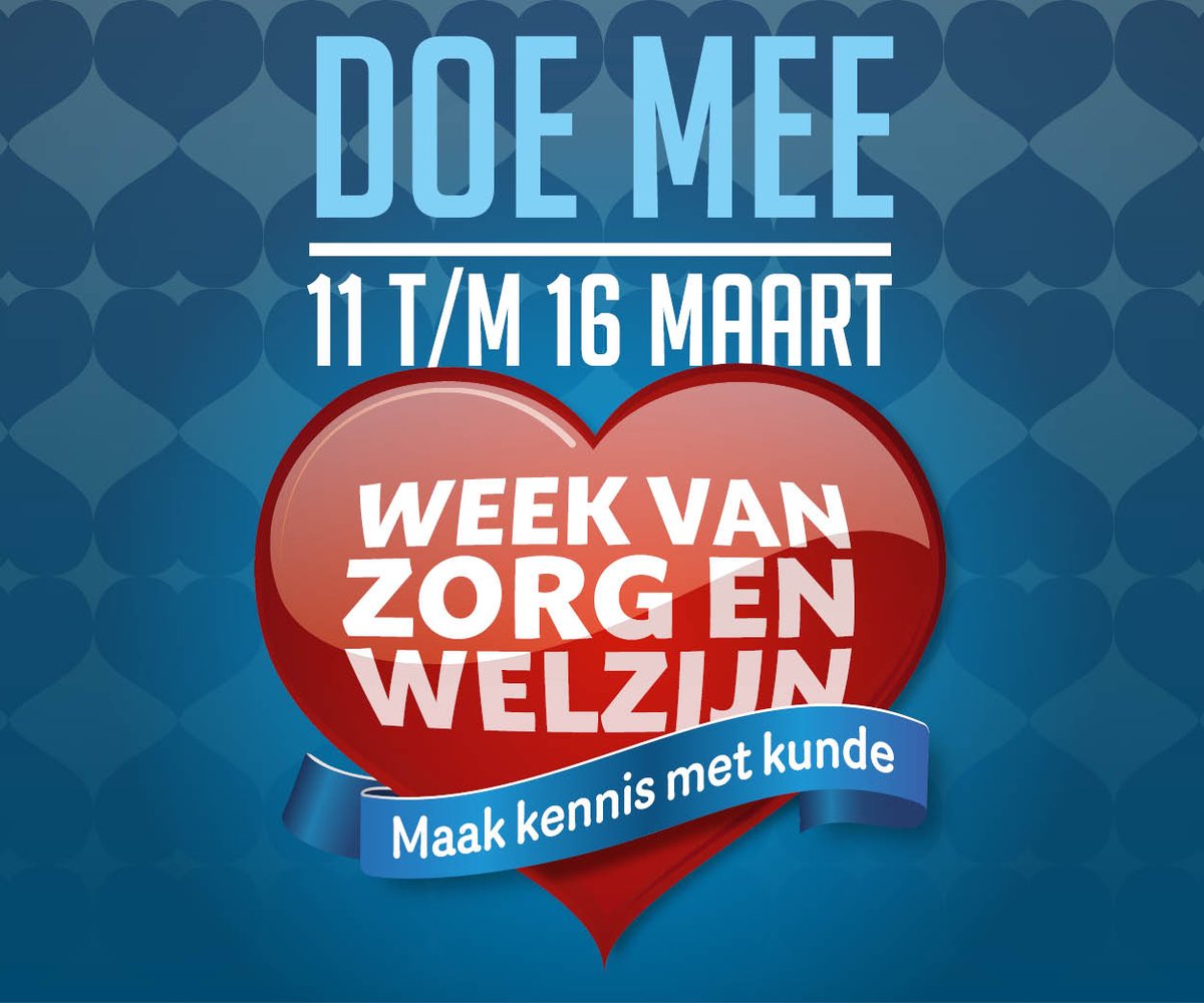 Van 11 t/m 16 maart 2019 vindt de Week van Zorg en Welzijn plaats. Doe ook mee! Kijk voor meer informatie op: bit.ly/2A6tS5Z  #WZW2019 #Zorg #Welzijn