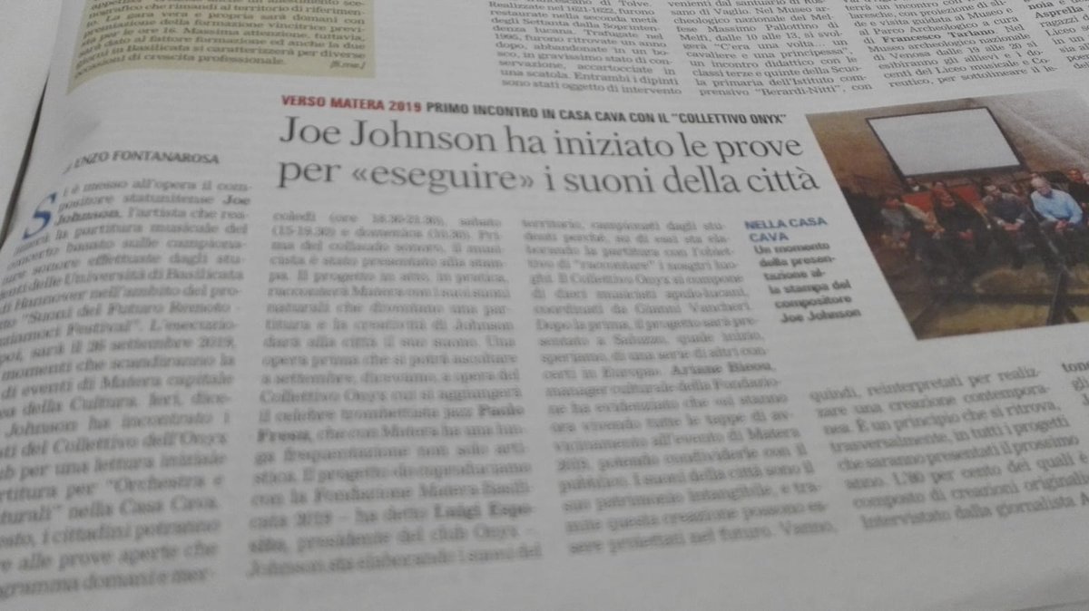 Suoni_Futuro's tweet photo. Dicono di noi #sfr #onyxjazzclub #materabasilicata2019 #joejohnson #collettivoonyx  #soundsofancientfuture 
https://t.co/xrAWrhkttQ https://t.co/A8pPeh9JoQ
