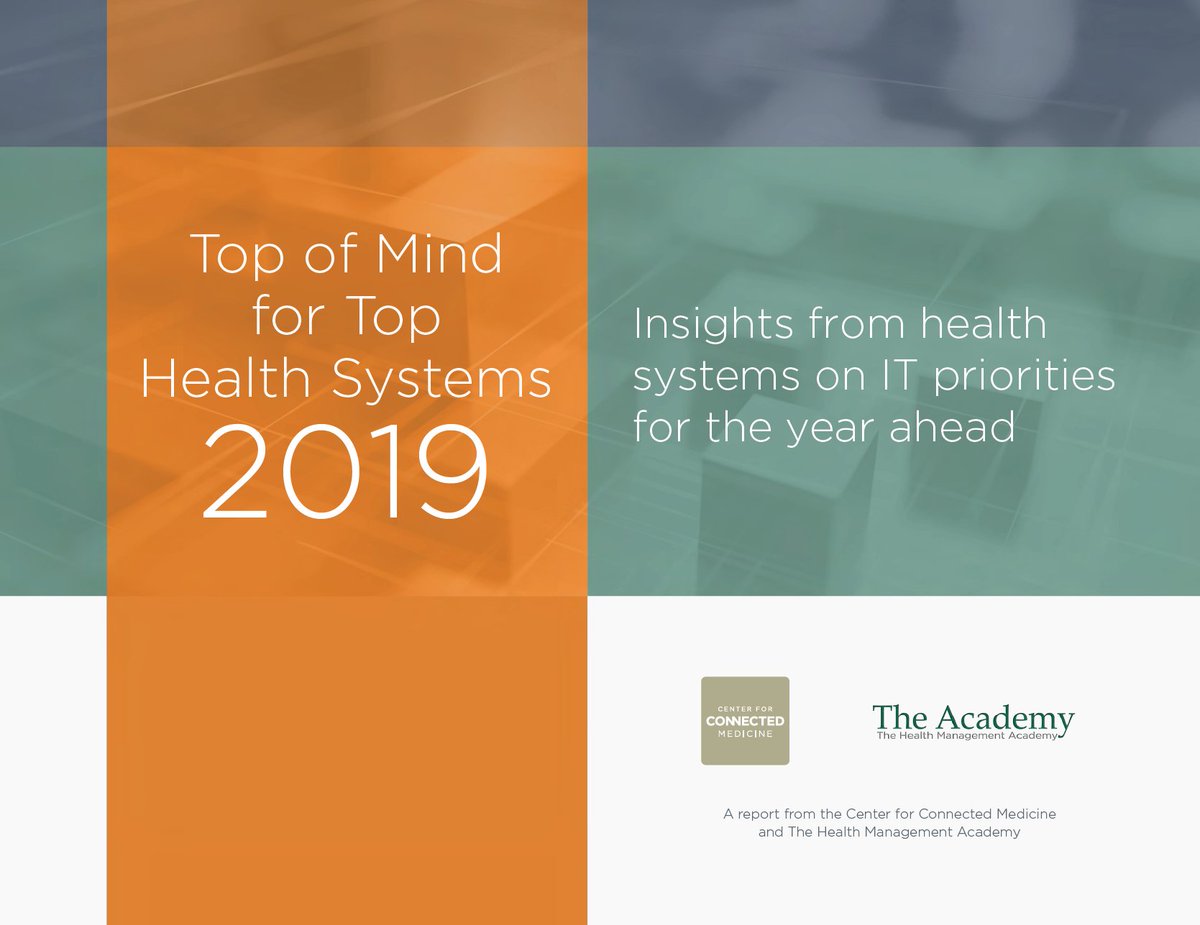 RasuShrestha's tweet photo. "What digital health challenges and opportunities are ‘Top of Mind’ for health system leaders in 2019?"

DOWNLOAD your (just released!) copy of the report here:

https://t.co/kKylpT7dXv #TopOfMind2019 #UPMCinnovates #hcldr #healthIT #RSNA18 https://t.co/FWG5evqInI