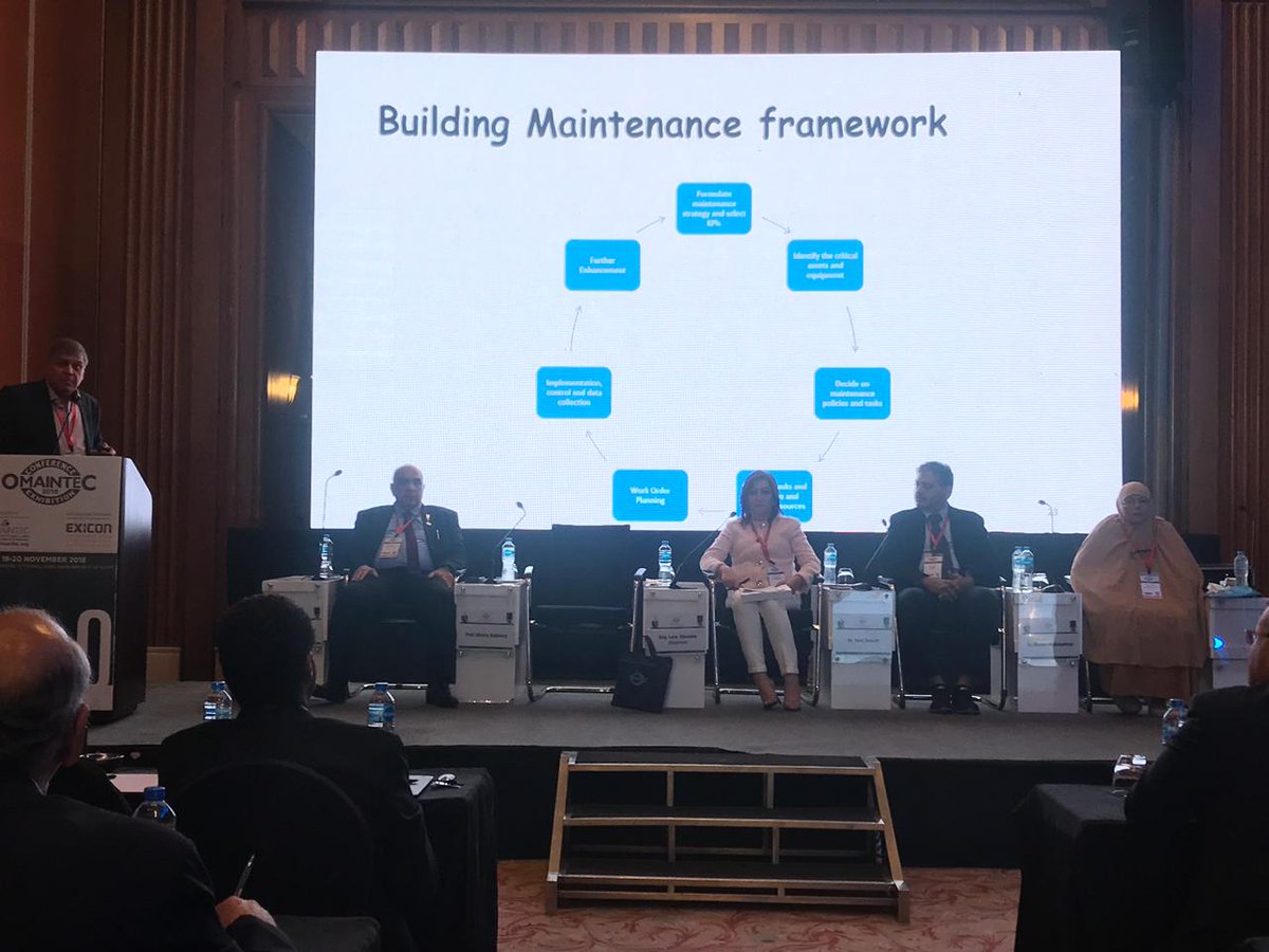 MEFMA's tweet photo. #Happeningnow @OmaintecConf in #Cairo #Egypt Eng.@larakhozouz -#MEFMA Board Member is moderating the 8th session about Building Maintenance.
#Maintenance #Management #Operations #Omaintec #Omaintec2018 #Egypt https://t.co/a7ik6us5pE