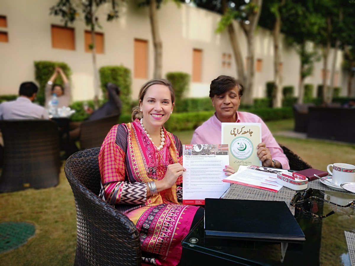 MargauxMcDonald's tweet photo. Wonderful meeting w/ @BrockUniversity Dean of Math and Science, Ejaz Ahmed, &amp; @GoodmanSchool Prof. Usman Raja today to collaborate on bringing more talented 🇵🇰students to 🇨🇦! Brock U just signed MOU w/ U Karachi. #CanPak education is strong! @CanHCPakistan @TCS_SDC #EduCanada 👩‍🎓 https://t.co/aGoPcyiw5M