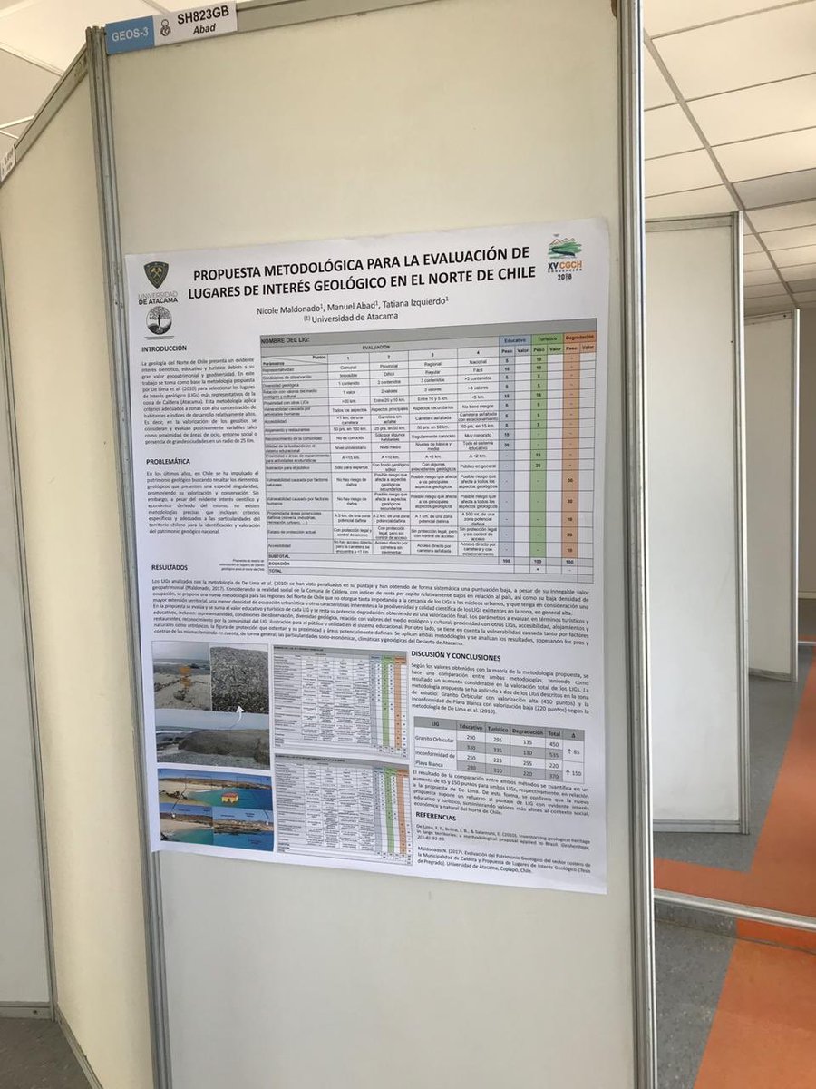 AtacamaCuat's tweet photo. Desde bien temprano estamos listos para el primer día del #XVCGCh! Revisa nuestro póster con la propuesta metodológica para evaluar el patrimonio geológico del norte de Chile 👇🏼 #ConGeoConce
Si queréis saber más podéis preguntarle a @Lito_Abad 🤔 https://t.co/Yjrd4ubHl7