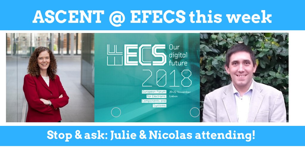 ASCENTeu's tweet image. Julie &amp;amp; Nicolas are en route to EFECS in Lisbon, Portugal. Please call to our ASCENT stand &amp;amp; learn how this funded EU programme can assist your research activities in #nanoelectronics #accessinfrastructure #efecs