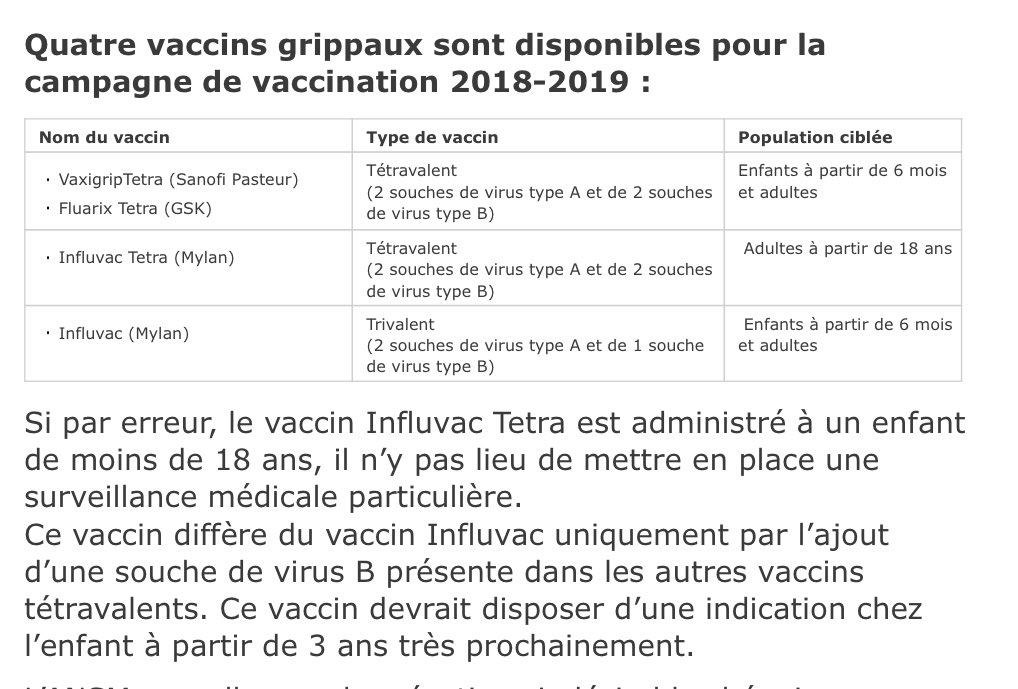 Reseau_CRPV's tweet photo. Les 3 autres vaccins #influvac #fluarixtetra et #vaxigriptetra sont indiqués chez l’enfant à partir de 6 mois https://t.co/7l0yDsw7ty