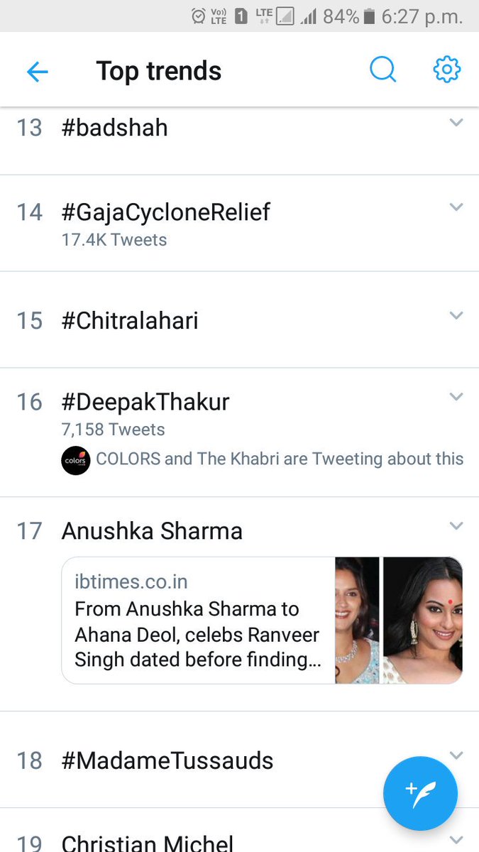 askabhishek16's tweet photo. wow guys see #DeepakThakur is on treading  on no. 16

without any alert active 

support him guys he is in elimination this week also so vote our desi bro #DeepakThakur 

#bb12stardeepak #TeamDeepak 
#DeepakArmy #HappyClub 
#BiggBoss12 

@ColorsTV @BeingSalmanKhan @BiggBoss https://t.co/C5BTf3bd4J