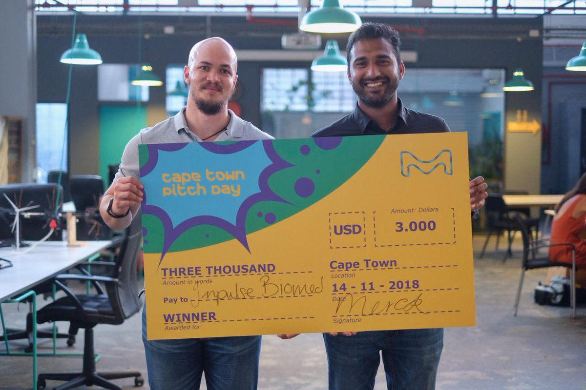 Impulse_Biomed's tweet photo. Excited to have won the @merckgroup @MESTAfrica @Meltwater Pitch Challenge 2018! Looking forward to being apart of this programme and the trip to Germany to pitch at MERCK Headquarters 😆 #startup #medtech #impulsebiomed #zibipen https://t.co/OtPHi0DIqw