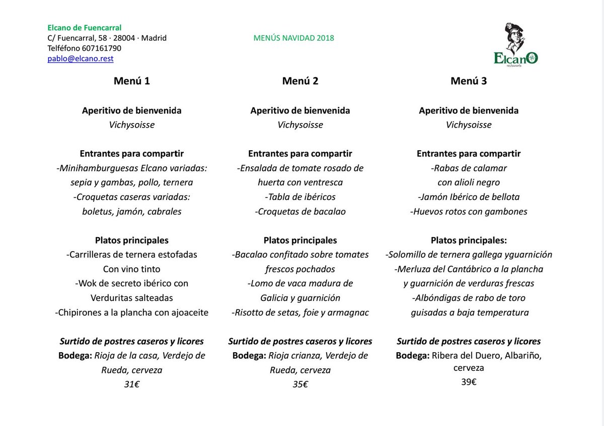 Llegan las fiestas y todo son comidas de empresa, cenas familiares... Pero todas pueden ser geniales si se celebran con buen ambiente y mejor comida 👯‍♂🍾 ¡Ya están aquí los menús de comidas y cenas de navidad para grupos de #Elcano! 🍱🍔