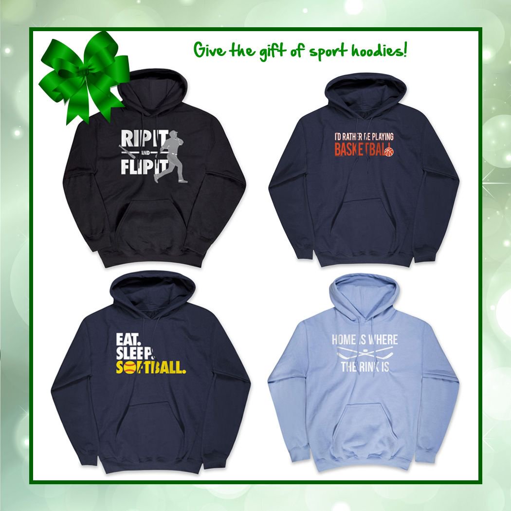 How warm and cozy do these hooded sweatshirts look? Find your favorite sport then pick your favorite design! #sweatshirt #winter #christmasiscoming #chalktalksports