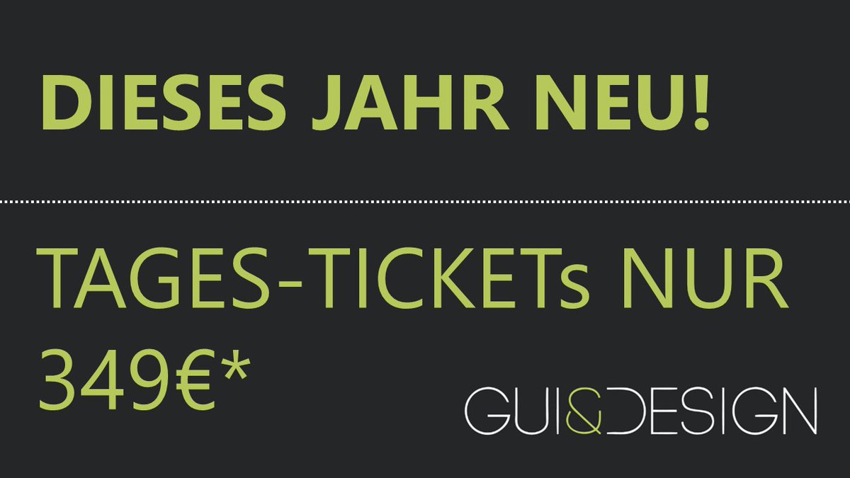 GUIDESIGN18's tweet photo. Schon gewusst?
Dieses Jahr bieten wir für die GUI&amp;DESIGN auch Tages-Ticket an.
Dein Chef gibt dir nur einen Tag frei? Kein Problem! Hol dir ein Tages-Ticket und such dir deinen Lieblingstag aus!
https://t.co/hxlSYQd3el https://t.co/mbZVw6YYnM