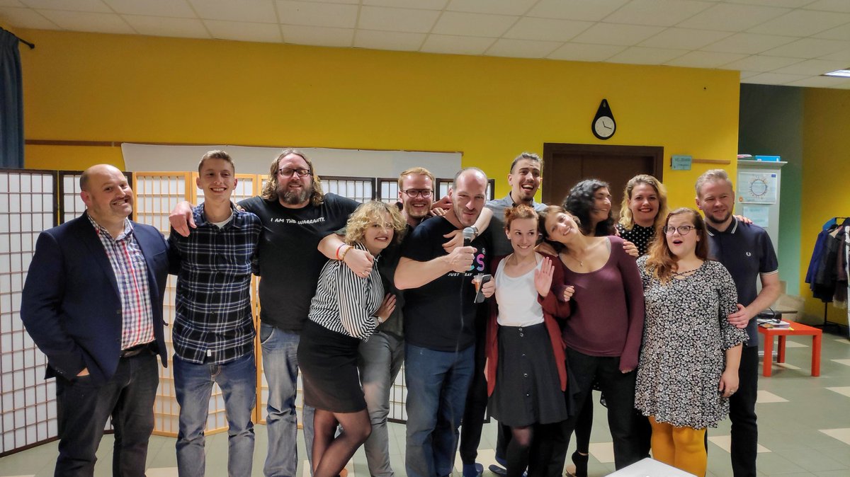 CarmineRodi's tweet photo. Ending an #erasmusPlus course for #youthworkers with a #standup comedy show? Possible! That's what we just did in #stagecraft for youth workers! 
@AgenziaGiovani @Muovimente @Buzz_Bury https://t.co/FRdBVfeie1