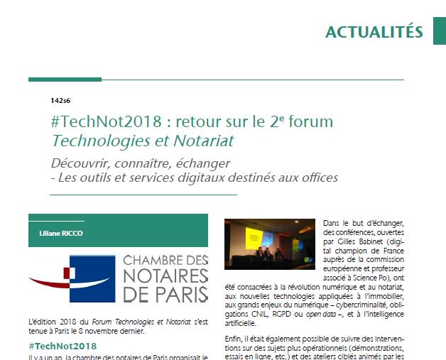 LextensoNotaire's tweet photo. Le Defrénois n° 45 propose un retour sur le 2e forum Technologies et Notariat #TechNot2018 organisé par @NotairesdeParis - #IA #TIC #Notaires 
[lien abonnés : https://t.co/qsTpCtcDFe] https://t.co/31e9uCxQct