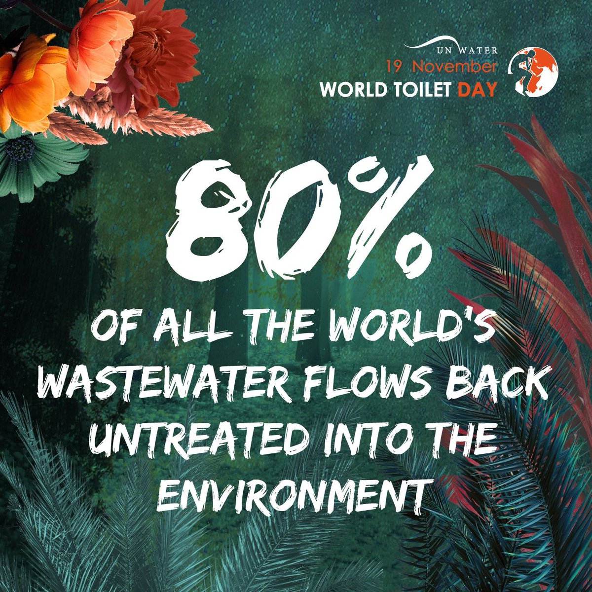 80% of the world’s #wastewater is released back into nature and can become open sewers affecting agricultural and sea-based workers.

 #WTD2018
