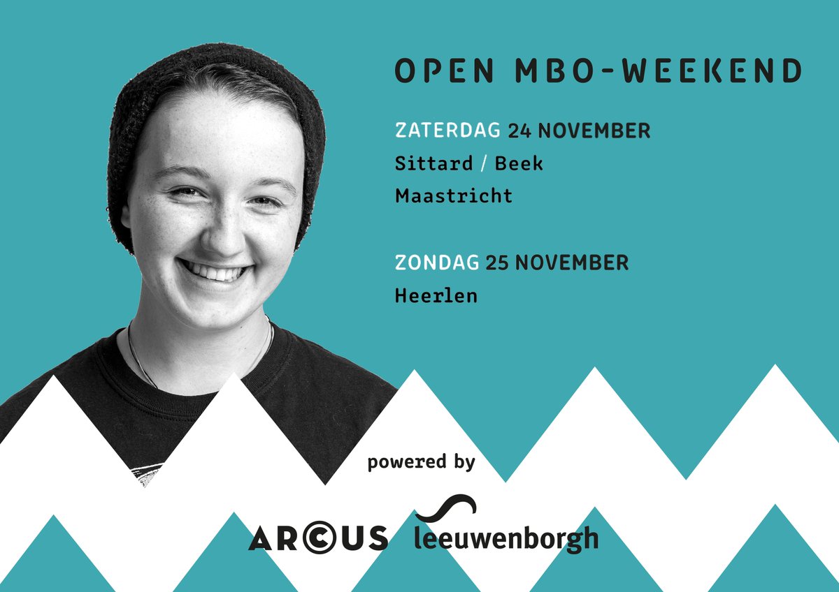 Ben jij je aan het oriënteren op een vervolgopleiding, maar twijfel je of deze wel bij je past? Kom dan op zaterdag 24 november naar de open dag op één van onze vestigingen in Sittard, Beek of Maastricht. Kijk voor meer info op: openmboweekend.nl