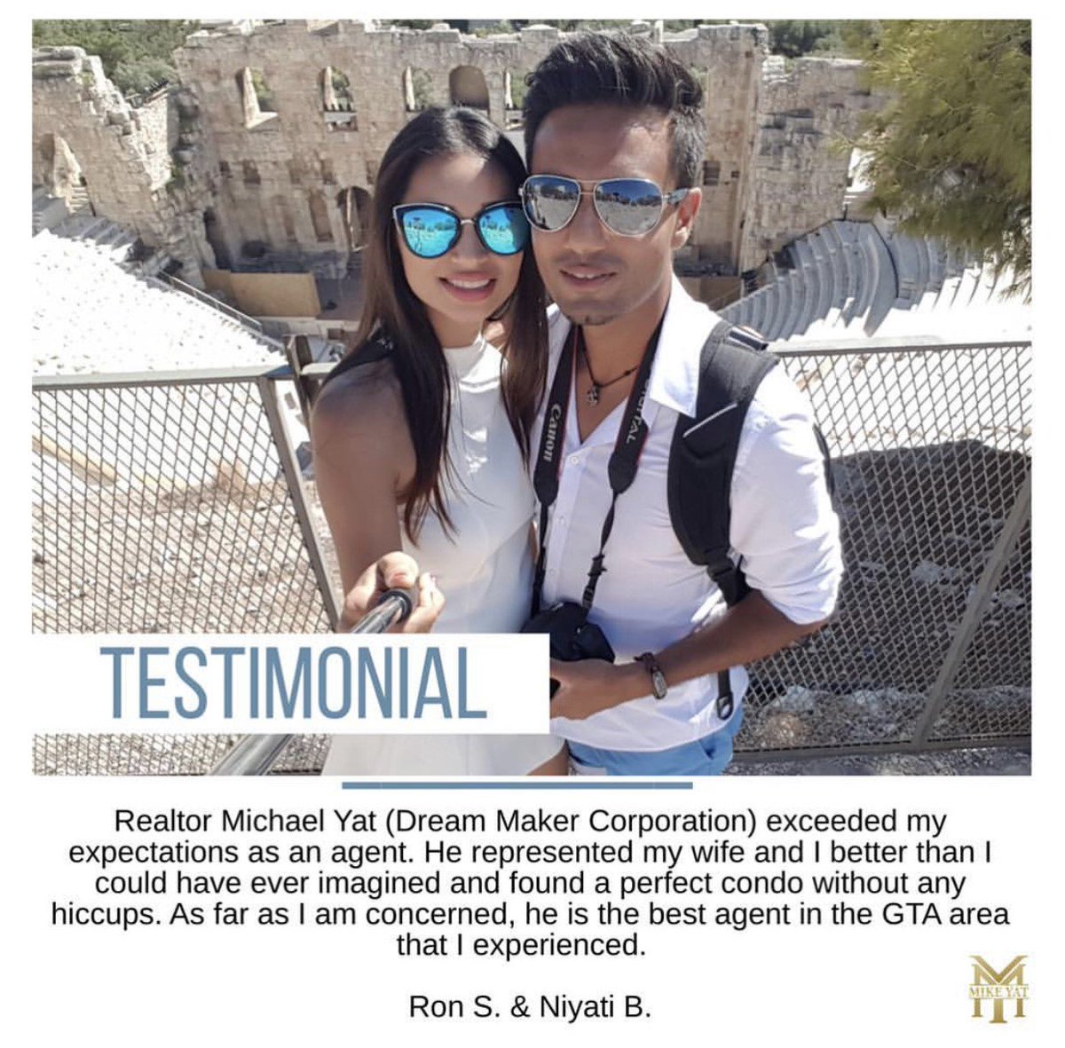 Testimonial for Mike from Ron and Niyati