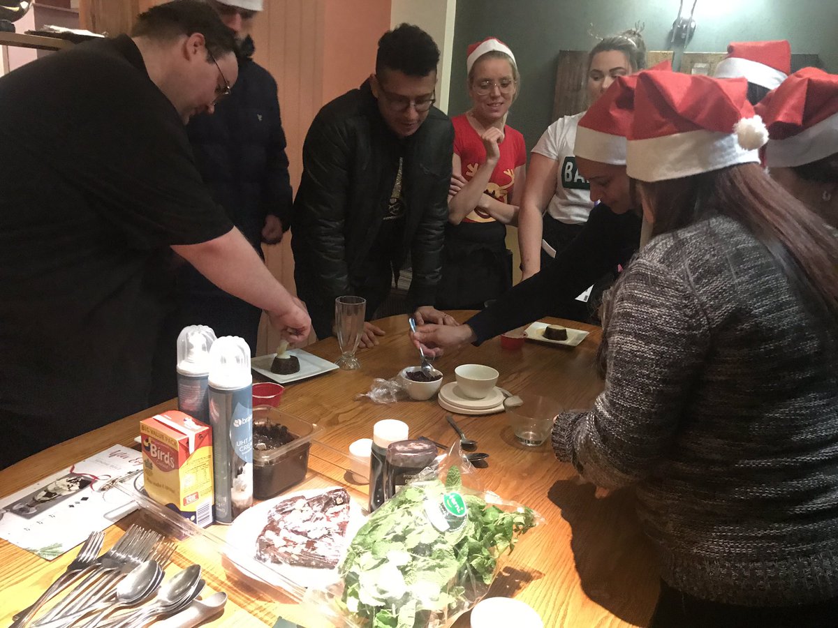 FredZomo's tweet photo. Last nights cook off 👌🏻 even had our team work together to see who can make the desserts to spec @JoGolding6 https://t.co/qxOTLqp8zG