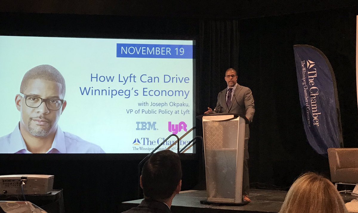 FenskePeg's tweet photo. Talking with @lyft’s @JosephOkpaku and @TheWpgChamber about how ride sharing can not only help move people around the city, but also help alleviate parking troubles and encourage people to go downtown with discounted ride zones. #winwin #WCCLyft https://t.co/2pbgTldruV
