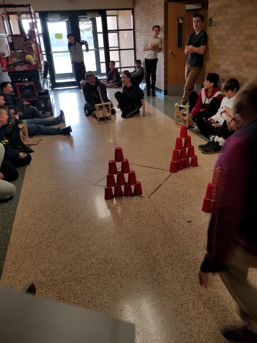 mdulmageedu's tweet image. 8th grade is finishing up their Catapult Olympics this week. It has come down the wire as teams compete in events that involve distance, accuracy, and knocking down cup towers #simplemachines #complexmachines #stemedu #LeadWithHART #designwithHART