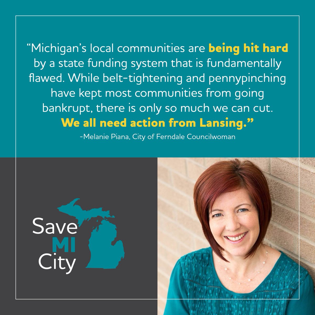SaveMICity's tweet photo. We agree with @melpiana, City of Ferndale Councilwoman #SaveMICity #SupportMICity https://t.co/pe3YPBcTAc
