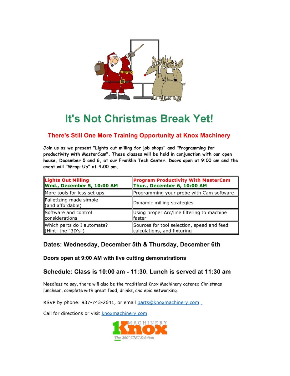KnoxMachinery's tweet photo. As we head into Thanksgiving, we are setting up for our annual Customer Appreciation Days/ Christmas Open House happening December 5 &amp; 6.  Classes are scheduled - so get your name on the list.  Who knows, Santa may show up. https://t.co/h0t6z9JIaP