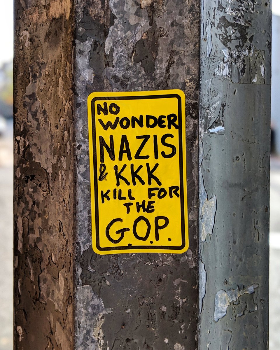 Patrick_Irelan's tweet photo. "No wonder Nazis &amp; KKK kill for the G.O.P." #resist #Trump #impeach #impeach45 #DC #WashingtonDC #resistance #protest #protestart #politics #streetart #streetphotography #theresistance #nazi #whitesupremacy #gop #signsofresistance #dcsignsofresistance https://t.co/DQ91wlwJRE https://t.co/Fpf1mojEYw