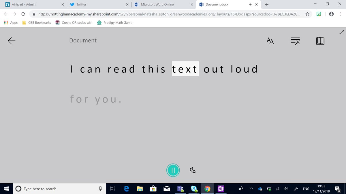 GAT_ITTeam's tweet photo. Did you know that you can use immersive reader in Word online, @msonenote to help children to access the text. #ITforlearning #accessiskey #GATIT https://t.co/UA2pca5pVa