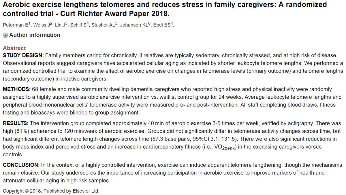SSEWscience's tweet photo. Award-winning research developed by SSEWβs @eliputerman & @SamsCoast evaluated aerobic exercise for chronically stressed caregivers to improve their #telomere lengthening, #stress, #health markers. #SSEWScience
https://t.co/OqDqXteMiv https://t.co/OvSqCvZIY8