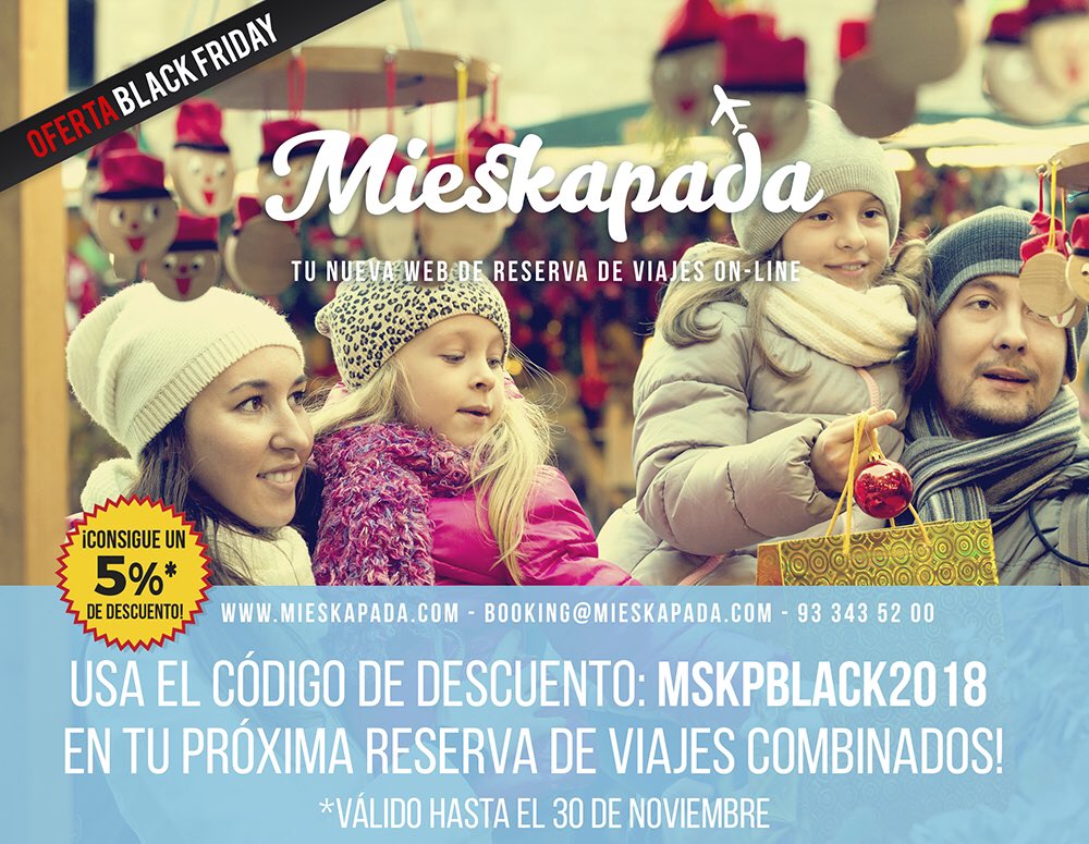 Mieskapada's tweet photo. #oferta especial para el #BlackFriday ! 5% de #descuento hasta el 30 de noviembre en tu reserva de viaje! Aprovéchalo!! Aplica el código y ahorra en tu escapada de invierno! https://t.co/FAS5shWcyQ