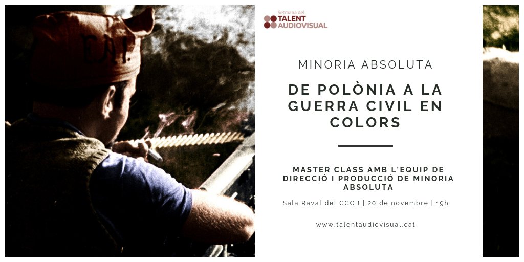 MinoriaAB's tweet photo. ÚLTIMA OPORTUNITAT!
Demà l'equip d'"Espanya en dues trinxeres: la #GuerraCivilEnColor" estarà al #TalentClúster per parlar de la producció d'un documental on s'han acolorit pel·lícules originals en blanc i negre.
INSCRIPCIONS ➡️ https://t.co/HVGaGMvziC https://t.co/hmAZorhyMB