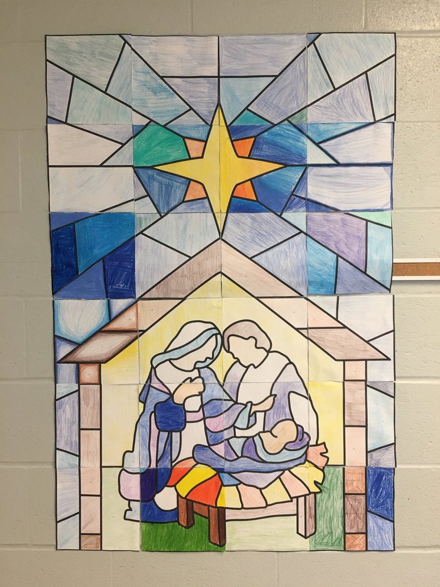 MrsAlvesClass's tweet photo. My favourite so far... just beautiful! The true reason for the season! #collaborativeartwork https://t.co/uVX6FHtOXd