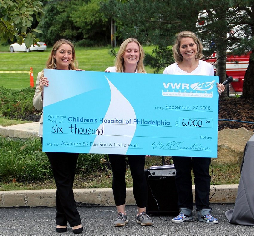 VWR's tweet photo. Over 200 employees at our Radnor, PA, location participated in our Avantor 5K Run and 1-Mile Walk. In honor of their efforts, the #VWRFoundation donated $6,000 to CHOP. Great job #TeamAvantor! Read more about the event: https://t.co/yhc1B42EAh https://t.co/HyDucljrC1