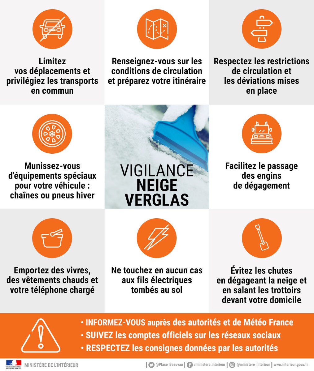 Sdis77's tweet photo. ❄ Soyez prudents demain matin ! Des risques de #neige et de #verglas sont à prévoir dans la nuit du lundi au mardi dans plusieurs départements dont la #SeineEtMarne !
#prévention @meteofrance 
https://t.co/TIFT6HgCFP https://t.co/cgZXfZirhR