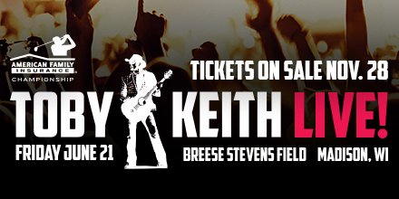 🚨JUST ANNOUNCED🚨<a href="/tobykeith/">Toby Keith</a> to headline 2019 #AmFamChamp concert event at <a href="/Breese_Stevens/">Breese Stevens Field</a> Field. 🎸🎤

MORE: bit.ly/TOBYKEITH