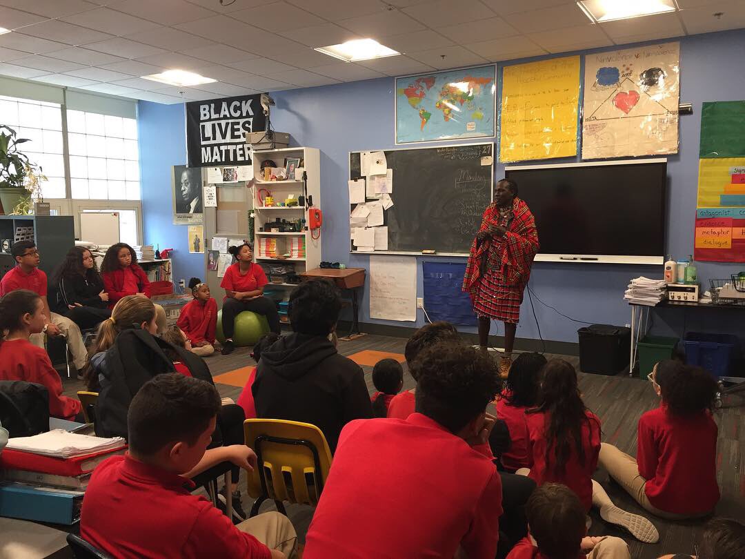 principal_CP's tweet image. Masaai Warrior Kikanae Ole Pere shares his incredible story with our students. #dream #education #williamkikane