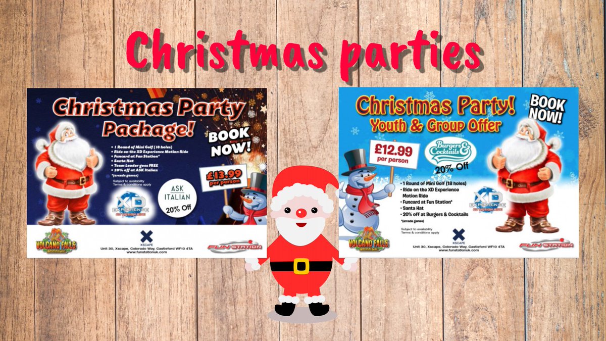 VolcanoFallsUK's tweet image. Still looking for christmas party ideas? check these out at our Yorksire site!

Call them today for more information - 01977 877288

#VolcanoFallsUK #XscapeYorkshire #Christmas2018