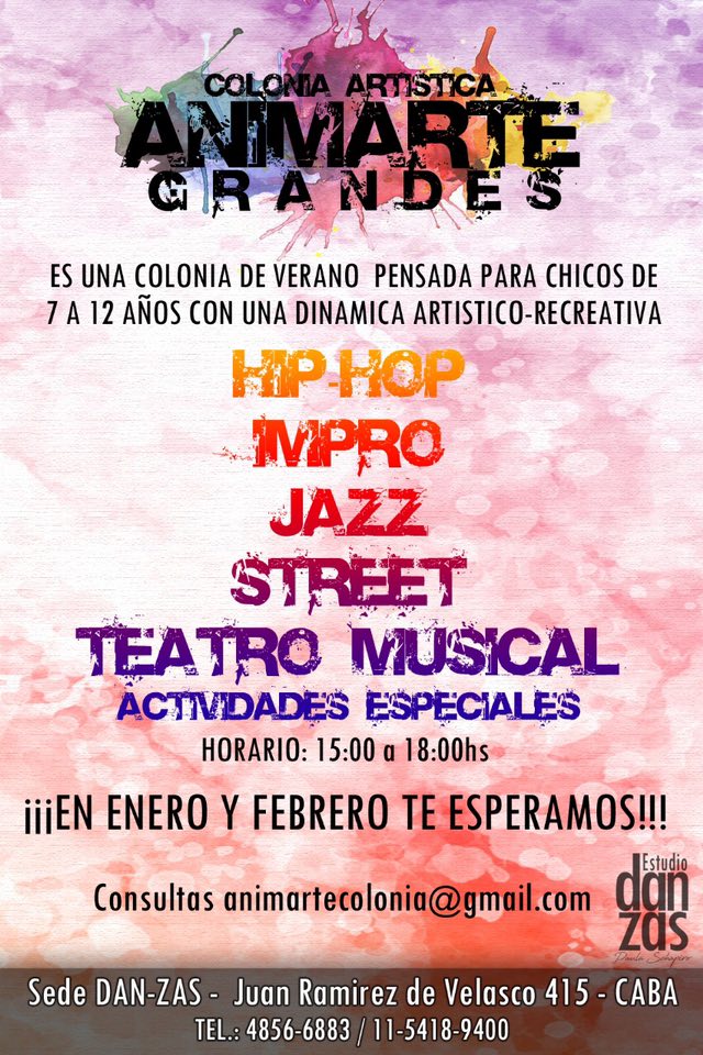 ABIERTA LA INSCRIPCIÓN PARA #ColoniaAnimarte #EstudioDanZas
cualquier inquietud escrinos directamente a 
animartecolonia@gmail.com
y los directores te contestarán de inmediato!
cc <a href="/ivanmadridok/">Iván Leonel Madrid</a>