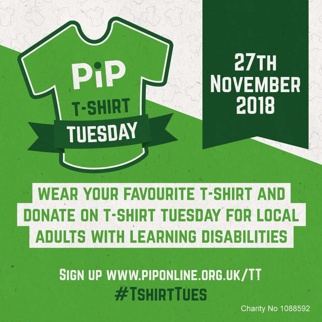 PIPLDN's tweet photo. PLS SHARE Wear your favourite T-shirt and donate Β£10 to PiP this #GivingTuesday 27th November https://t.co/pvIIlXqPaA #LearningDisability #Autism #BeLikePiP https://t.co/so2M4OWeJW